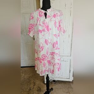 Anthropologie Kindred Pink Floral Mini Dress Ruffle Babydoll Lined Women's L